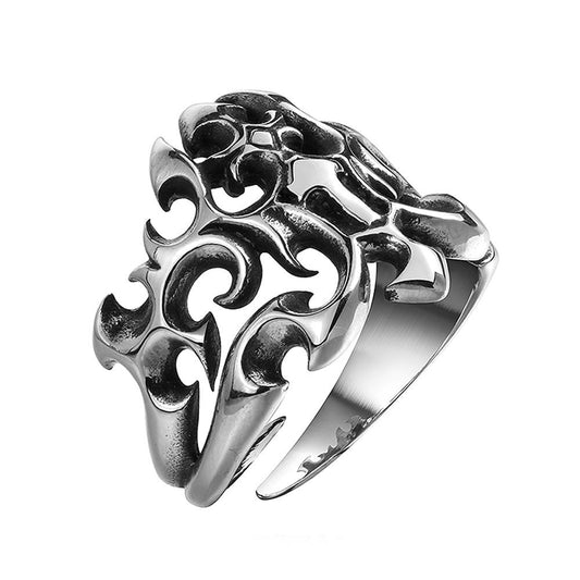 Hollow Flame Design Stainless Steel Retro Fashion Ring-Rings-Innovato Design-8-Innovato Design