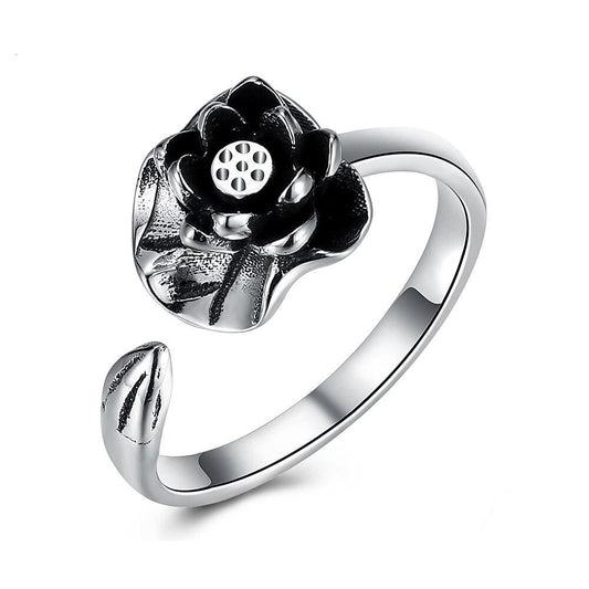 Lotus 925 Sterling Silver Adjustable Ring-Rings-Innovato Design-Innovato Design