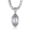 Cubic-Zirconia-Studded Football Hip-hop Pendant Necklace-Necklaces-Innovato Design-Silver-4mm Rope-20in-Innovato Design