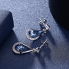 Austrian Crystal Blue Water Drop 925 Sterling Silver Elegant Stud Earrings-Earrings-Innovato Design-Innovato Design