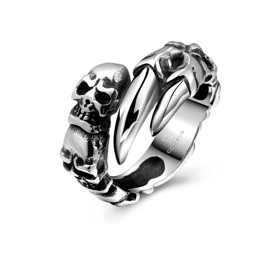 Gothic Demon Skull and Claw 316L Stainless Steel Vintage Biker Punk Rock Ring-Rings-Innovato Design-8-Innovato Design
