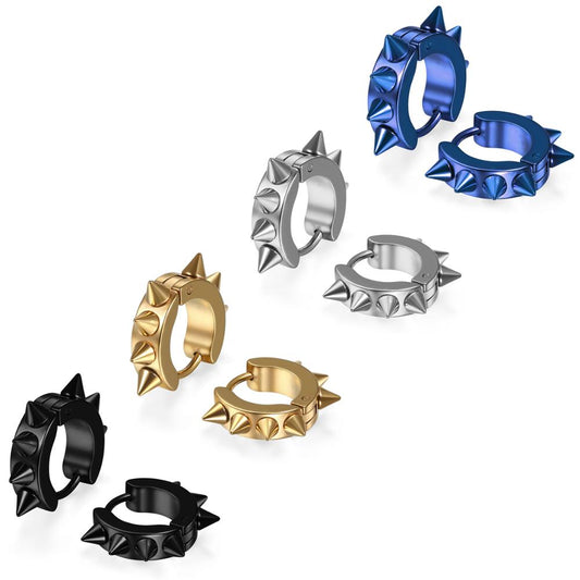 4 Pairs Spiked Rivet Round Stainless Steel Punk Stud Earrings-Earrings-Innovato Design-Innovato Design