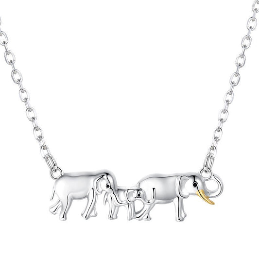 Lovely Elephants 925 Sterling Silver Fashion Pendant Necklace-Necklaces-Innovato Design-Innovato Design