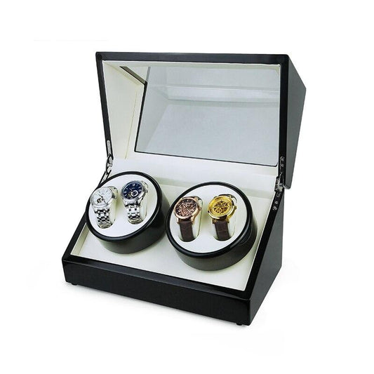 Four-Grid Watch Winder Holder Display Black Watch Box-Jewelry Sets-Innovato Design-Innovato Design