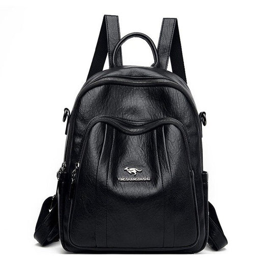 Large Capacity Luxury Designer Casual PU Leather Shoulder Bag, and Backpack-Backpacks-Innovato Design-Black-Innovato Design