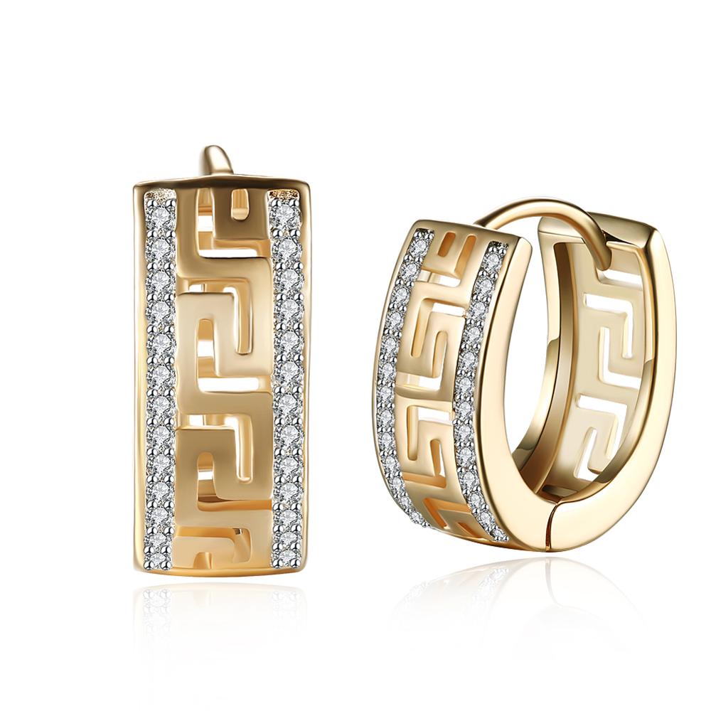 送料税込【King Ice】GREEK KEY HOOP EARRINGS ピアス Iced Greek Key Hoop Earrings | Sterling Silver Earrings