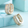 Greek Key with Clear Cubic Zirconia Copper Casual Hoop Earrings-Earrings-Innovato Design-Silver-Innovato Design