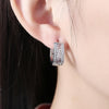 Greek Key with Clear Cubic Zirconia Copper Casual Hoop Earrings-Earrings-Innovato Design-Silver-Innovato Design