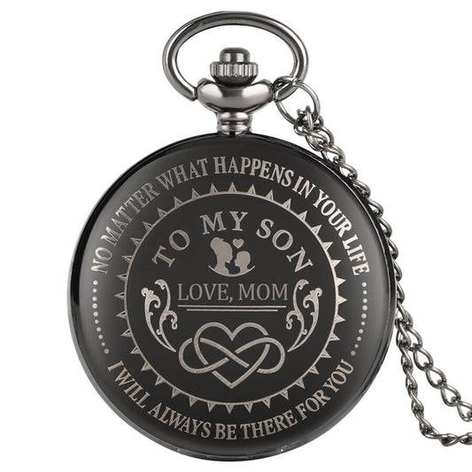 "To My Son Love Mom" Quartz Necklace Chain Pendant Pocket Watch-Pocket Watch-Innovato Design-32-Innovato Design