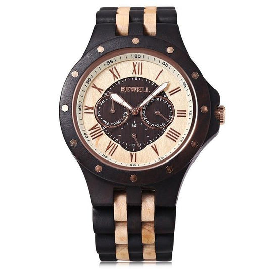 Luxury Wooden Watch with Wooden Bracelet and Quartz Display-Watches-Innovato Design-EBONY MAPLE WOOD-Innovato Design
