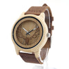 Wooden Bamboo Watch with Deer and Analog Dial Leather Band-Watches-Innovato Design-Dark Brown-Innovato Design