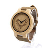 Wooden Bamboo Watch with Deer and Analog Dial Leather Band-Watches-Innovato Design-Light Brown-Innovato Design