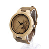 Wooden Bamboo Watch with Deer and Analog Dial Leather Band-Watches-Innovato Design-Brown-Innovato Design