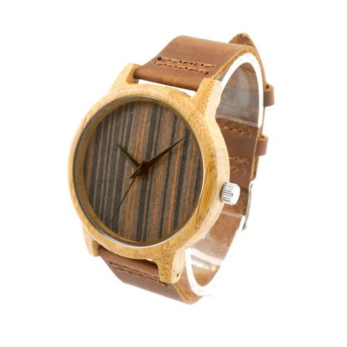 Luxury Bamboo Wooden Watch with Leather Band and Quartz Display-Watches-Innovato Design-Watch Only-Innovato Design