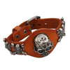 Genuine Leather Wrap Evil Skull Bracelet-Skull Bracelet-Innovato Design-Orange-Innovato Design