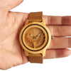 Wooden Bamboo Watch with Deer and Analog Dial Leather Band-Watches-Innovato Design-Black-Innovato Design