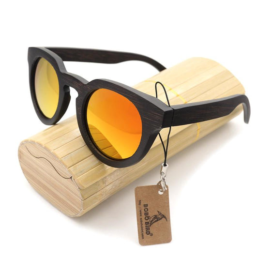 Luxury Black Wood Round Sunglasses Bobo Bird-wooden sunglasses-Innovato Design-Box 1-Innovato Design