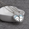 2-Piece Best Friends Heart Crystal Necklace with Dolphin Design-Necklaces-Innovato Design-Innovato Design