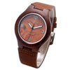 Classical Bamboo Wooden Watch for Ladies Genuine Leather Band-Watches-Innovato Design-Arabic Numbers Red-Innovato Design