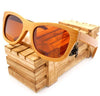 Natural Bamboo Wooden Sunglasses with Polarized Mirror Eyewear with Gift Box-wooden sunglasses-Innovato Design-Brown-Innovato Design