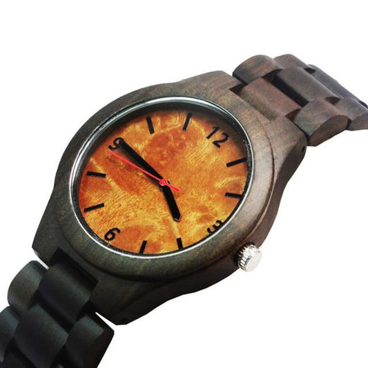 Black and Zebrawood Watch with Quartz Movement-Watches-Innovato Design-Black-Innovato Design