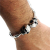 Men's Stainless Steel Silver-Tone Skull Cuff Bracelet-Skull Bracelet-Innovato Design-Innovato Design