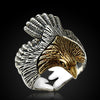American Eagle Ring Gold Plated Head and 925 Sterling Silver Band for Men-Rings-Innovato Design-Adjustable-Innovato Design