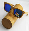 Men's Luxury Wooden Polarized Sunglasses in 14 Colors-wooden sunglasses-Innovato Design-blue with round box-Innovato Design