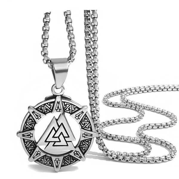 Gold & Silver Viking Valknut Pendant with Chain Necklace-Necklaces-Innovato Design-20 inch-Silver-Innovato Design