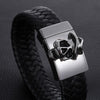Black Multi-braided Leather Stainless Steel Skull on Cross Bracelet-Skull Bracelet-Innovato Design-Innovato Design