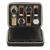 Black Leather Watch and Jewelry Zippered Display Storage Box-Watch Box-Innovato Design-Innovato Design