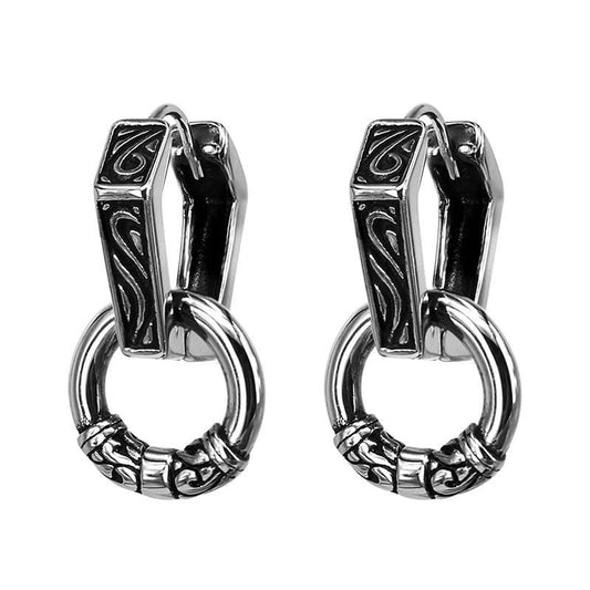 Stainless Steel Punk Double Hoop Earrings For Men-Earrings-Innovato Design-Innovato Design