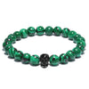 Green Natural Stone Malachite Beads Skull Bracelet-Skull Bracelet-Innovato Design-Black-Innovato Design