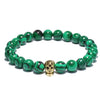 Green Natural Stone Malachite Beads Skull Bracelet-Skull Bracelet-Innovato Design-Gold-Innovato Design