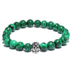 Green Natural Stone Malachite Beads Skull Bracelet-Skull Bracelet-Innovato Design-Silver-Innovato Design