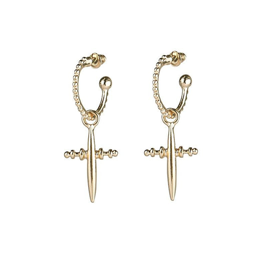 Small Luxury Cross Hoop Earrings in 2 Colors-Earrings-Innovato Design-Gold-Innovato Design