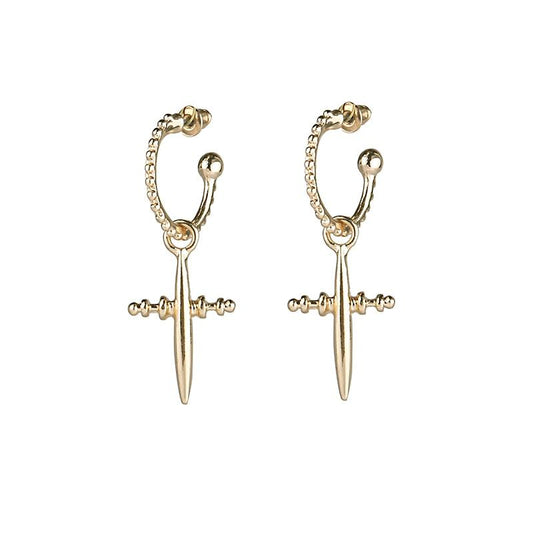 Small Luxury Cross Hoop Earrings in 2 Colors-Earrings-Innovato Design-Gold-Innovato Design