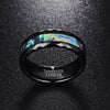 8mm Black Tungsten Carbide Ring with Abalone Insets-Rings-Innovato Design-5-Innovato Design