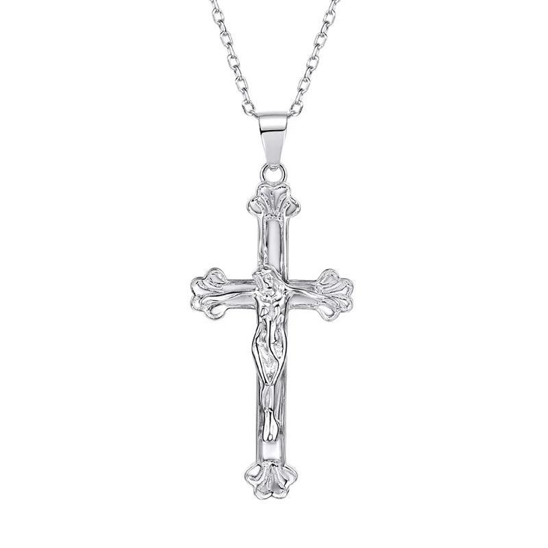 925 Sterling Silver Abstract Jesus Christ Catholic Cross