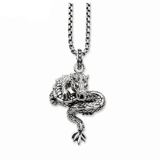 925 Sterling Silver Dragon Pendant Necklace for Men and Women-Necklaces-Innovato Design-45cm-Innovato Design