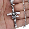 Stainless Steel Cross Pendant with Skeleton Playing Guitar Necklace-Necklaces-Innovato Design-18-Innovato Design
