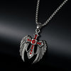 Angel Wings Steel Cross with Ruby Crystals and Chain Necklace-Necklaces-Innovato Design-Innovato Design