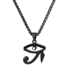 Egyptian Ankh Eye of Horus Cross Pendant Necklace in Gold, Black and Silver-Necklaces-Innovato Design-Silver Eye of Ra-Innovato Design