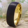 8mm Brushed Matte Black and Gold-Plated Tungsten Wedding Ring-Rings-Innovato Design-6-Innovato Design