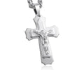 Multilayer Jesus Crucifix Pendant with Byzantine Chain Link Necklace-Necklaces-Innovato Design-Silver-18-Innovato Design