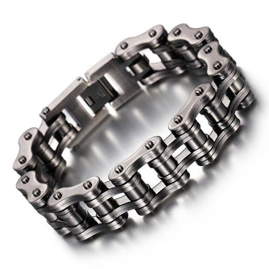 Dark Tone Biker Chain Bracelet Titanium Steel-Bracelets-Innovato Design-9-Innovato Design