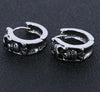 Men's Stainless Steel Black Skull Small Hoop Earrings-Earrings-Innovato Design-Innovato Design