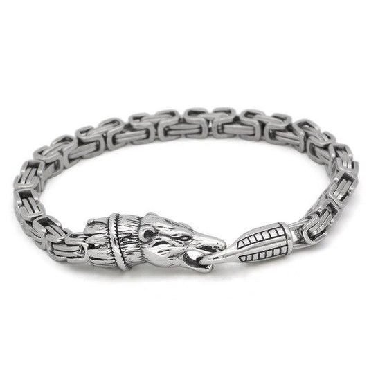 Men's Stainless Steel Nordic Wolf Chain Amulet Bracelet-Bracelets-Innovato Design-Innovato Design