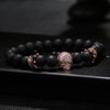 Black Natural Stone Bead with Skull Bracelet-Skull Bracelet-Innovato Design-Silver-Innovato Design