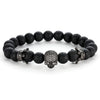 Black Natural Stone Bead with Skull Bracelet-Skull Bracelet-Innovato Design-Black-Innovato Design